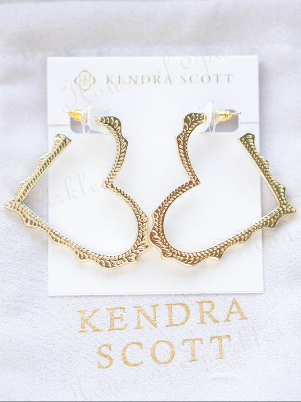 KENDRA SCOTT Sophee Heart Hoop Earrings 14K Gold Plated Stud Back - Picture 3 of 11